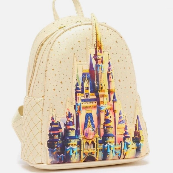 Loungefly Handbags - Loungefly Cream and Multicolor Castle Backpack